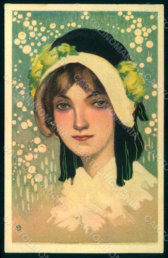 Artist Signed M Glamour Fashion Lady Mode serie 140-5 postcard HR1443 – fronte