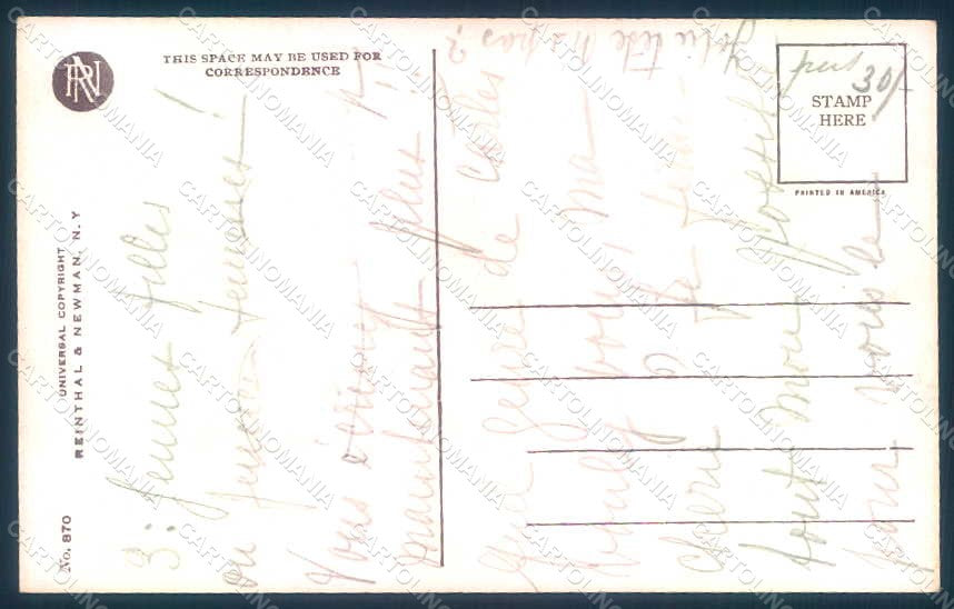 Artist Signed Fisher H. Lady Mirror Reflections Reinthal 870 postcard HR1453 – retro