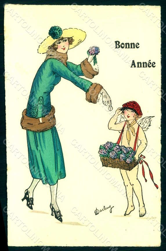Artist Signed Darling Fashion Lady Mode Cupid Hand Painted serie 520 pc HR1472 – fronte