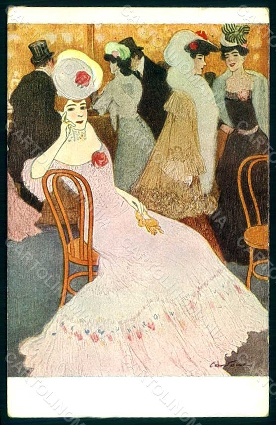 Artist Signed Cardona J. Fashion Lady Mode Art Nouveau Jugend XVIII-4 pc HR1481 – fronte