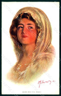 Artist Signed Lady Silk and Fine Array serie 459 postcard HR1484 – fronte