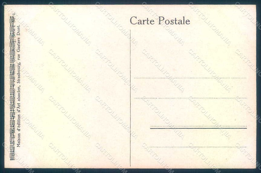 Artist Signed Spindler Lady Propaganda WW1 Flag Drapeau Alsacien postcard HR1486 – retro