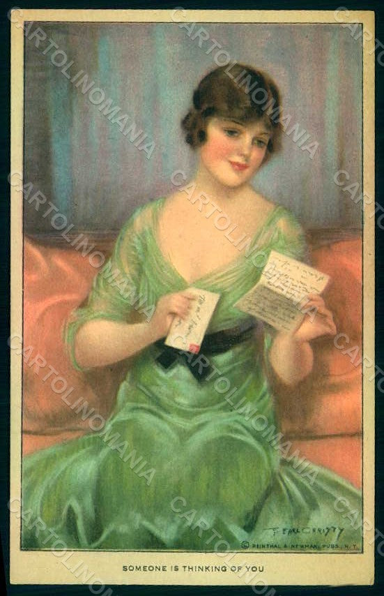 Artist Signed Christy F. Earl Glamour Fashion Lady Mode Reinthal 943 pc HR1490 – fronte