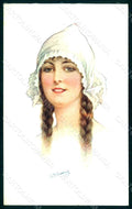 Artist Signed Reading Dutch Lady serie 1026-1030 postcard HR1498 – fronte