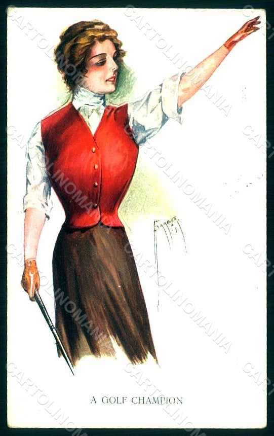 Artist Signed Barber C. Lady Mode A Golf Champion Sport serie 2023-5 pc HR1502 – fronte