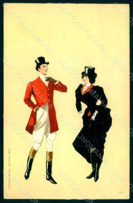 Artist Signed Schmidt E. Lady Man serie 8010 postcard HR1514 – fronte