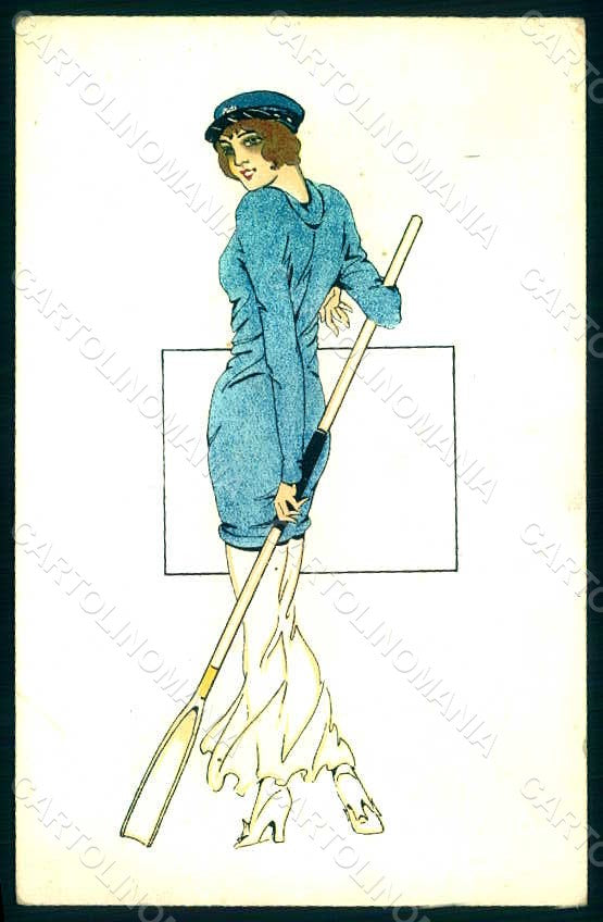 Artist Signed Ventura Lady Rowing Sport serie postcard HR1526 – fronte
