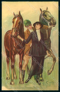Artist Signed Grande Sidesaddle Lady Horse Couple serie 325-5 postcard HR1531 – fronte