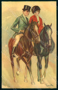 Artist Signed Grande Sidesaddle Lady Horse Couple serie 325-2 postcard HR1532 – fronte