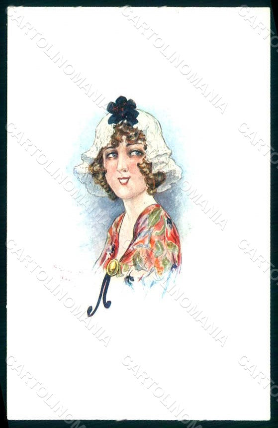 Artist Signed Santini Lady Les Midinettes serie 132 postcard HR1533 – fronte