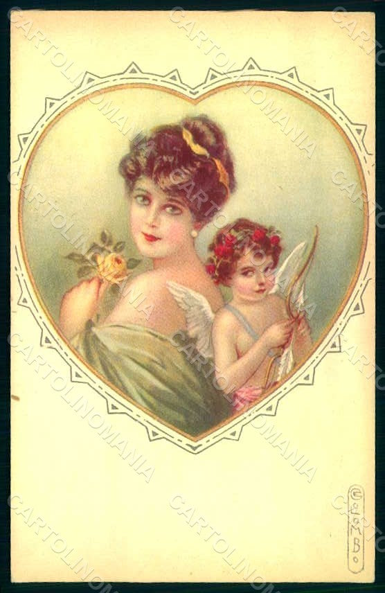 Artist Signed Colombo Lady Cupid Eros serie 970-3 postcard HR1549 – fronte