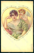 Artist Signed Colombo Lady Cupid Eros serie 970-6 postcard HR1550 – fronte