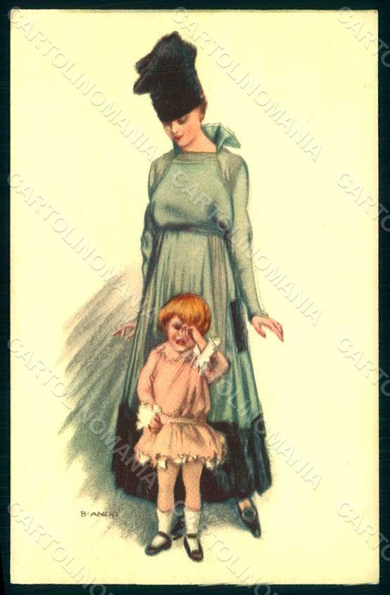 Artist Signed Bianchi Glamour Fashion Lady Mode Girl serie 968-2 postcard HR1564 – fronte