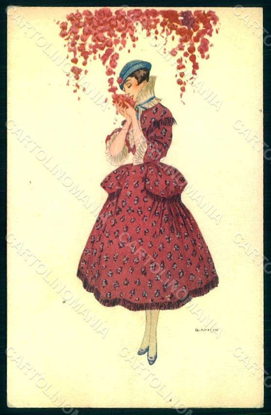 Artist Signed Bianchi Glamour Fashion Lady Mode serie 885-3 pc HR1567 – fronte