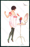Artist Signed Sager X. Risque Lady Socks Intimité serie 29-148 postcard HR1571 – fronte