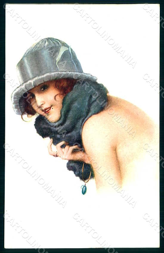 Artist Signed Fontan L. Lady Hat Nos Amoureuses serie 80-4 postcard HR1572 – fronte