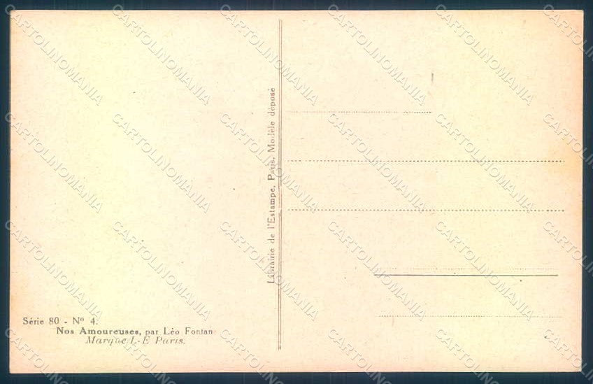 Artist Signed Fontan L. Lady Hat Nos Amoureuses serie 80-4 postcard HR1572 – retro