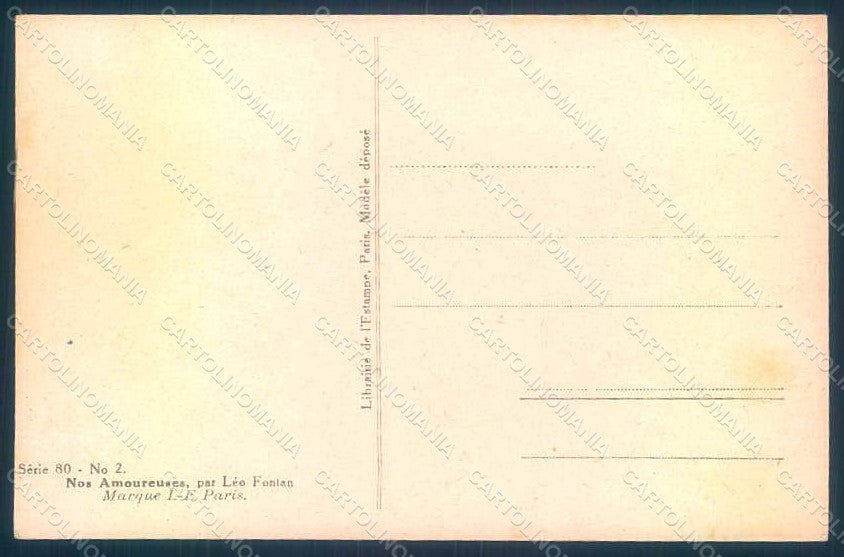 Artist Signed Fontan L. Lady Hat Nos Amoureuses serie 80-2 postcard HR1573 – retro
