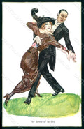 Artist Signed Usabal Lady Couple Dance WSSB 1101 postcard HR1579 – fronte