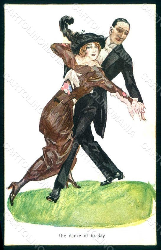 Artist Signed Usabal Lady Couple Dance WSSB 1101 postcard HR1579 – fronte