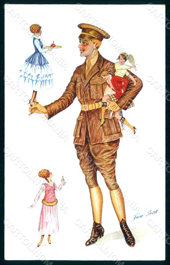 Artist Signed Sager Patriotic WW1 Petites Femmes pour Poilus serie 43 pc HR1601 – fronte