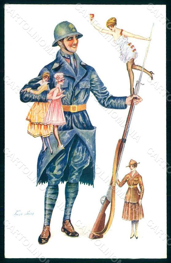 Artist Signed Sager Patriotic WW1 Petites Femmes pour Poilus serie 43 pc HR1602 – fronte