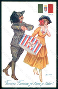 Artist Signed Sager Patriotic WW1 Entente des Allies Bersaglieri s. 24 pc HR1603 – fronte