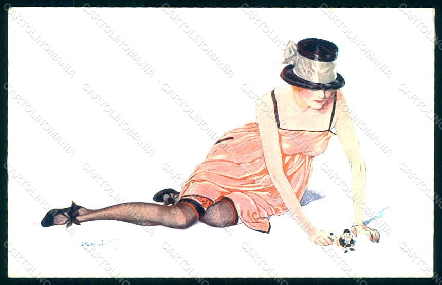 Artist Signed Koister Risque Lady Les Fetiches la Mode Pierrot s. 3-71 pc HR1604 – fronte