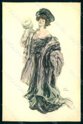 Artist Signed Hansen Knut Glamour Fashion Lady Mode Tuck 1206 postcard HR1605 – fronte