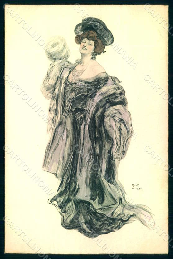 Artist Signed Hansen Knut Glamour Fashion Lady Mode Tuck 1206 postcard HR1605 – fronte