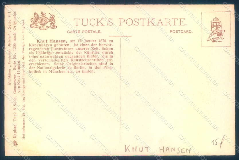 Artist Signed Hansen Knut Glamour Fashion Lady Mode Tuck 1206 postcard HR1605 – retro