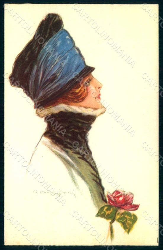 Artist Signed Muggiani Glamour Fashion Lady Mode serie 102-1 postcard HR1613 – fronte