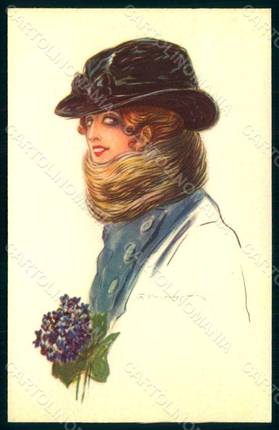 Artist Signed Muggiani Glamour Fashion Lady Mode serie 102-2 postcard HR1614 – fronte