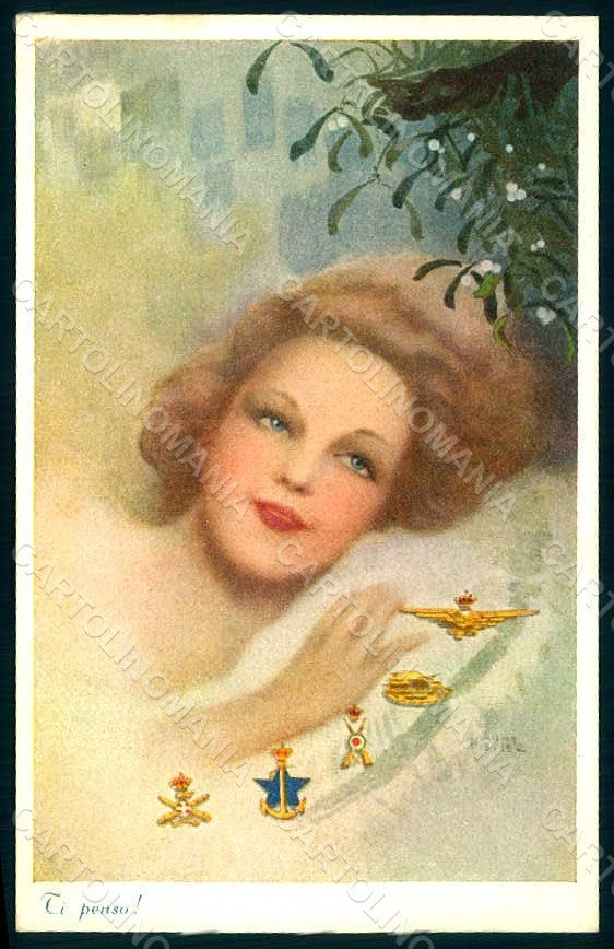Artist Signed Monestier Lady Italian Patriotic Military serie 429 pc HR1627 – fronte