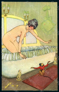 Artist Signed Bonora Risque Lady Monkey Art Deco serie 56 postcard HR1629 – fronte