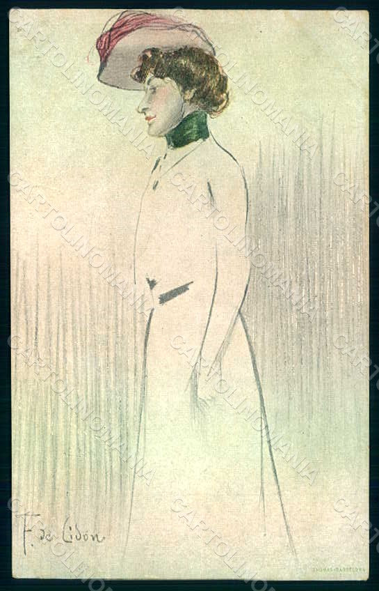 Artist Signed De Cidon F. Glamour Fashion Lady Mode postcard HR1638 – fronte
