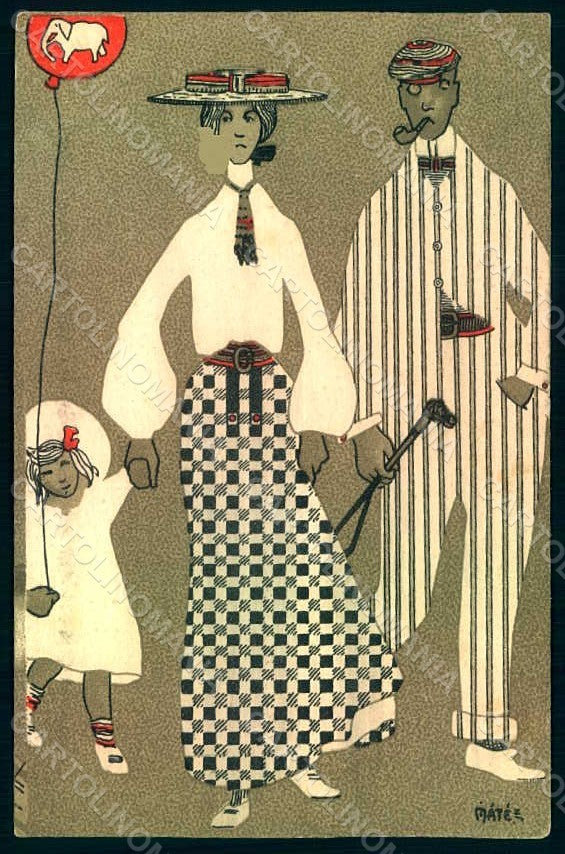 Artist Signed Maté H. Lady Girl Family serie 113 postcard HR1642 – fronte