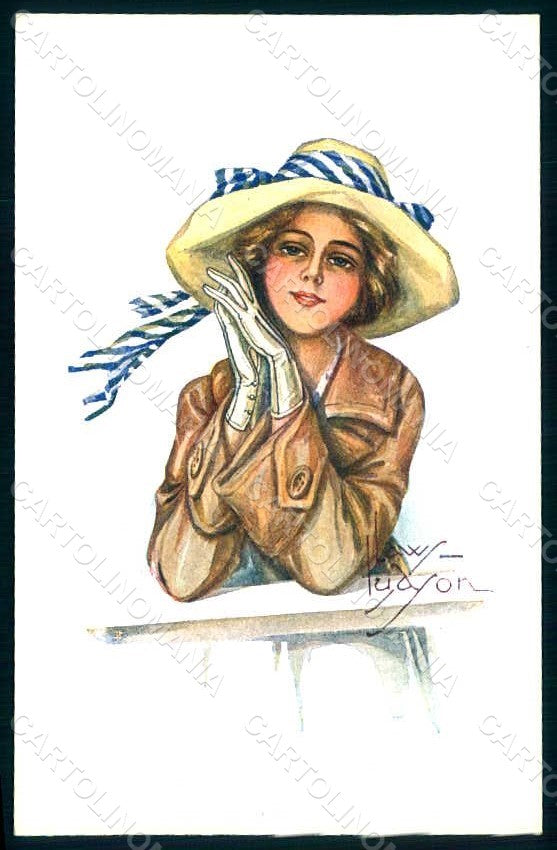 Artist Signed Law Ludson Glamour Fashion Lady Mode serie 60-3 postcard HR1646 – fronte