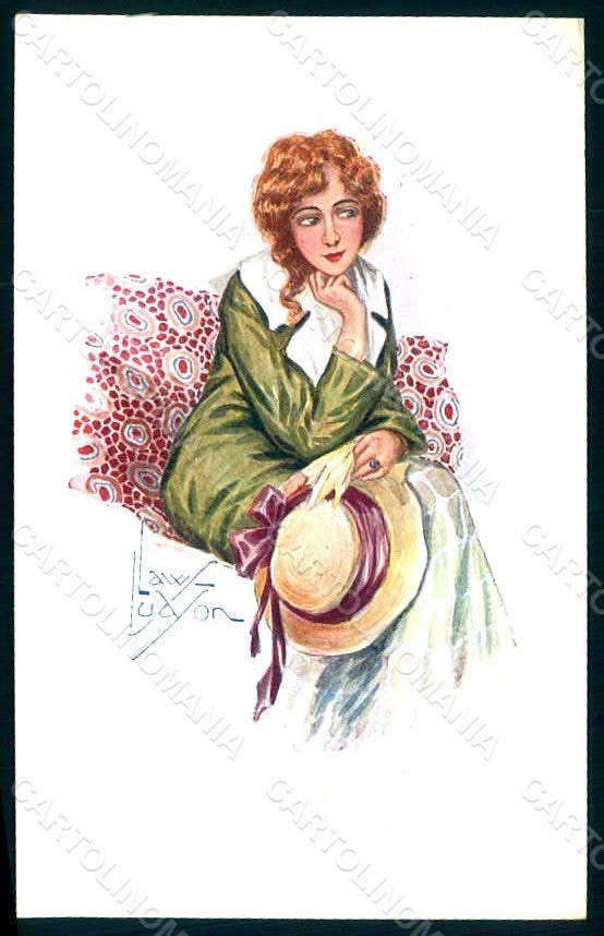 Artist Signed Law Ludson Glamour Fashion Lady Mode serie 66- 3 postcard HR1648 – fronte