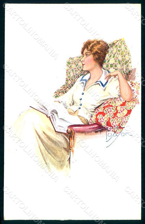 Artist Signed Law Ludson Glamour Fashion Lady Mode serie 66-5 postcard HR1649 – fronte