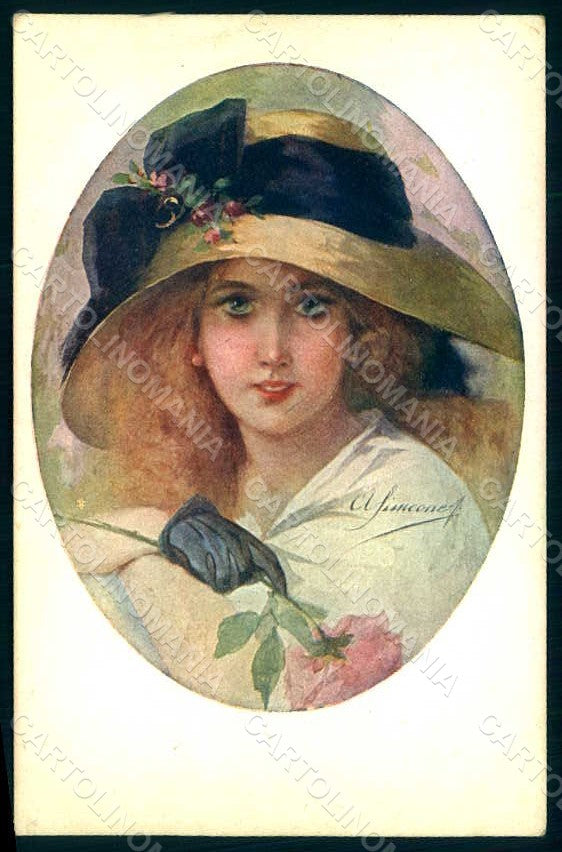 Artist Signed Simeone Glamour Fashion Lady Mode serie 121-2 postcard HR1652 – fronte
