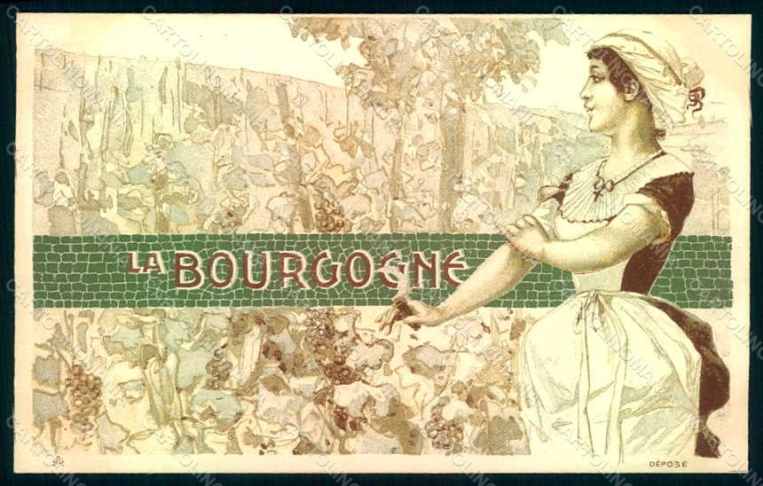 Artist Signed Lady France La Bourgogne Harvest Art Nouveau postcard HR1661 – fronte