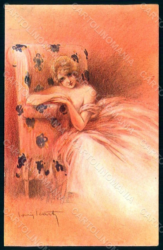 Artist Signed Icart L. Risque Lady Eternel Feminin serie 48 postcard HR1692 – fronte