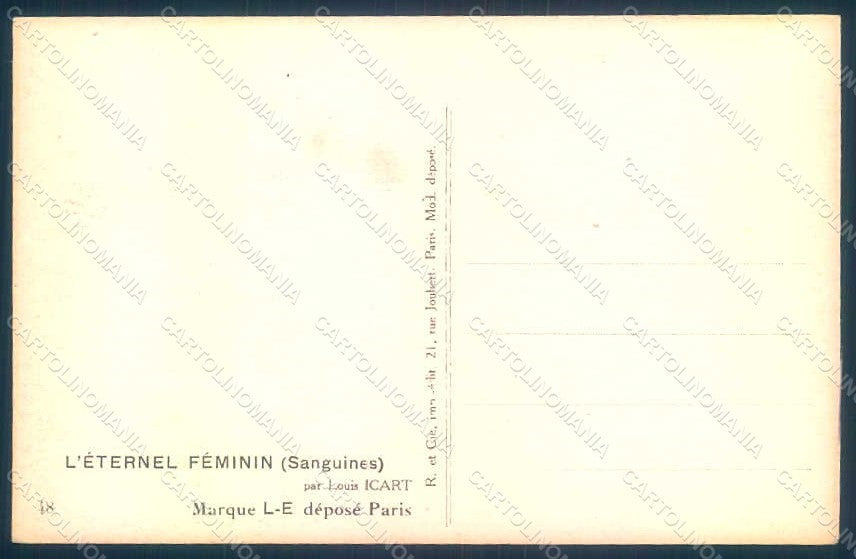Artist Signed Icart L. Risque Lady Eternel Feminin serie 48 postcard HR1692 – retro