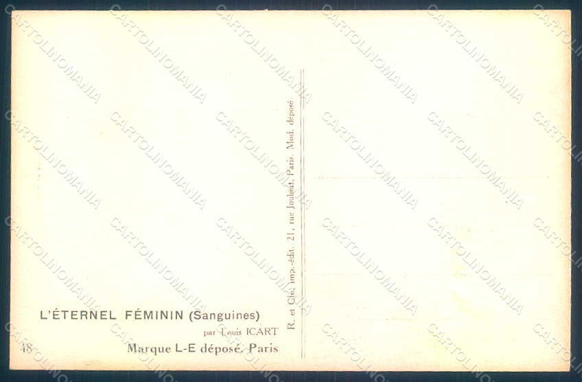 Artist Signed Icart L. Risque Lady Eternel Feminin serie 48 postcard HR1693 – retro