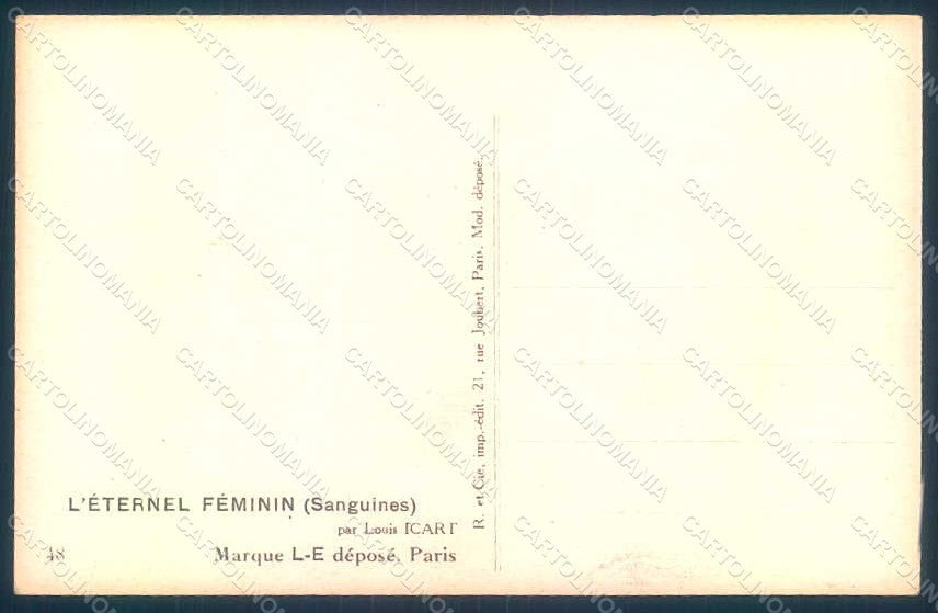 Artist Signed Icart L. Risque Lady Eternel Feminin serie 48 postcard HR1694 – retro