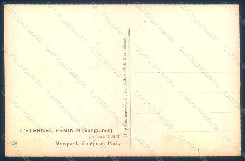 Artist Signed Icart L. Risque Lady Eternel Feminin serie 48 postcard HR1695 – retro