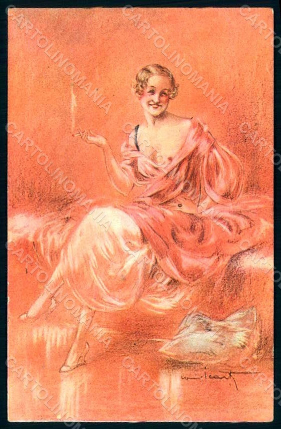 Artist Signed Icart L. Risque Lady Eternel Feminin serie 48 postcard HR1696 – fronte