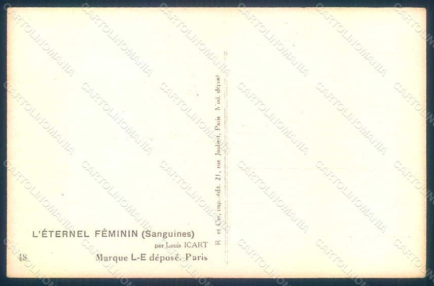 Artist Signed Icart L. Risque Lady Eternel Feminin serie 48 postcard HR1696 – retro