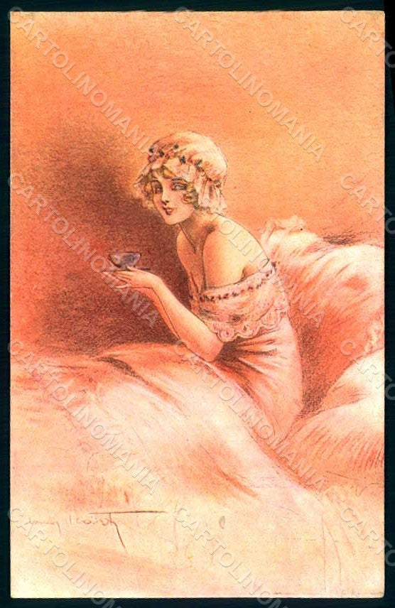 Artist Signed Icart L. Risque Lady Eternel Feminin serie 48 postcard HR1697 – fronte